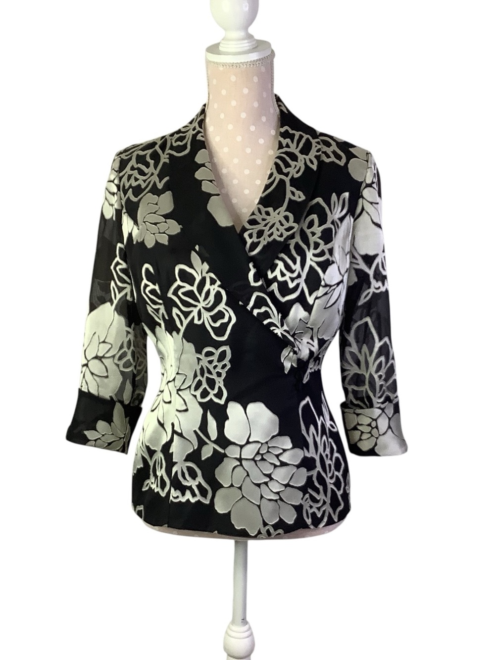 Alex Evenings Black  Floral Blazer Jacket Size S